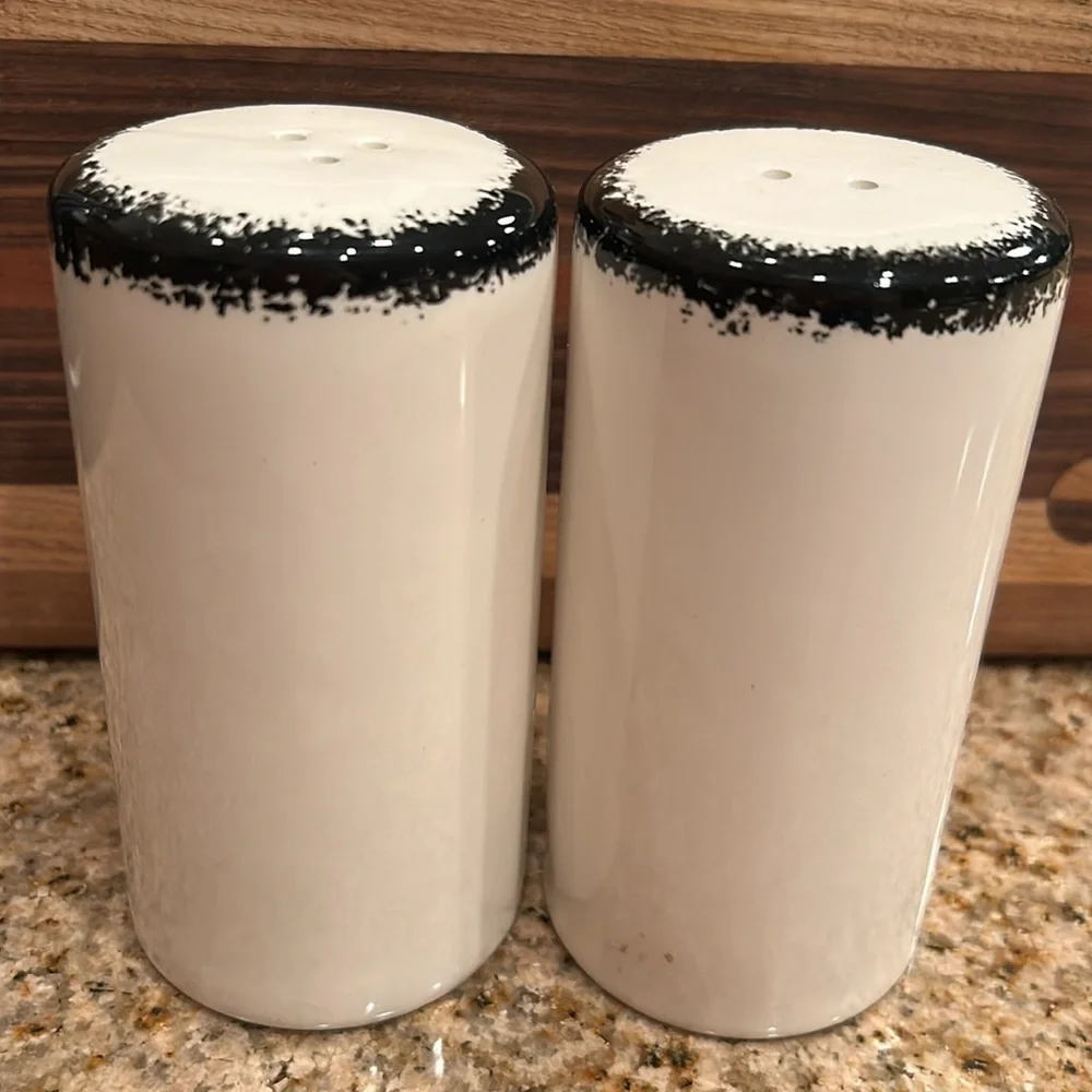 Vintage Black and White Ceramic Salt and Pepper Shakers